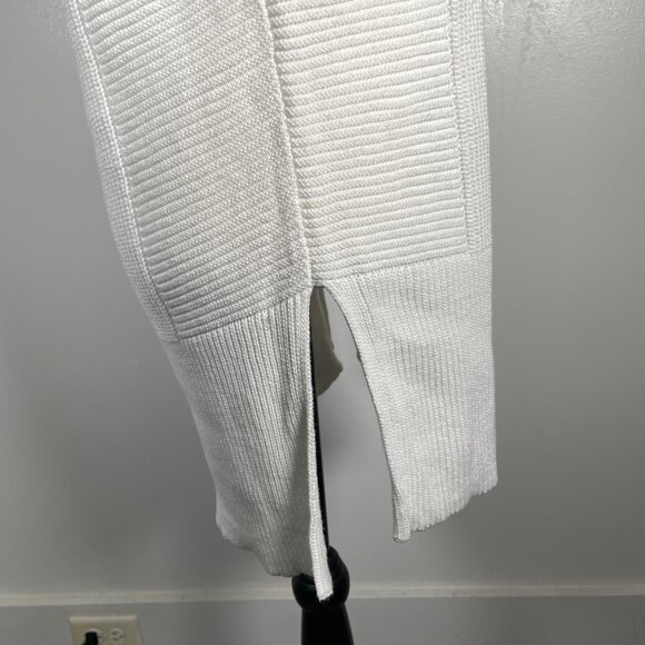 Rachel Zoe White V Neck Ribbed Knit Long Sleeve Pullover Tunic Sweater M - Picture 13 of 14